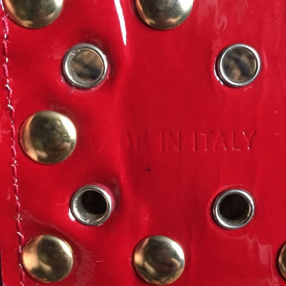 Wide Glossy Red Braided Studded Belt size M